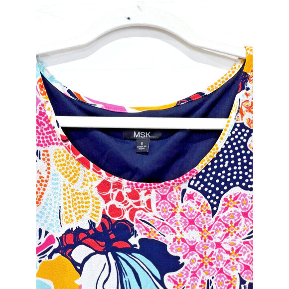 MSK Women's Multicolored Floral Crepe Cascading Ruffled Sleeves Dress Size‎ 6 - Picture 6 of 10